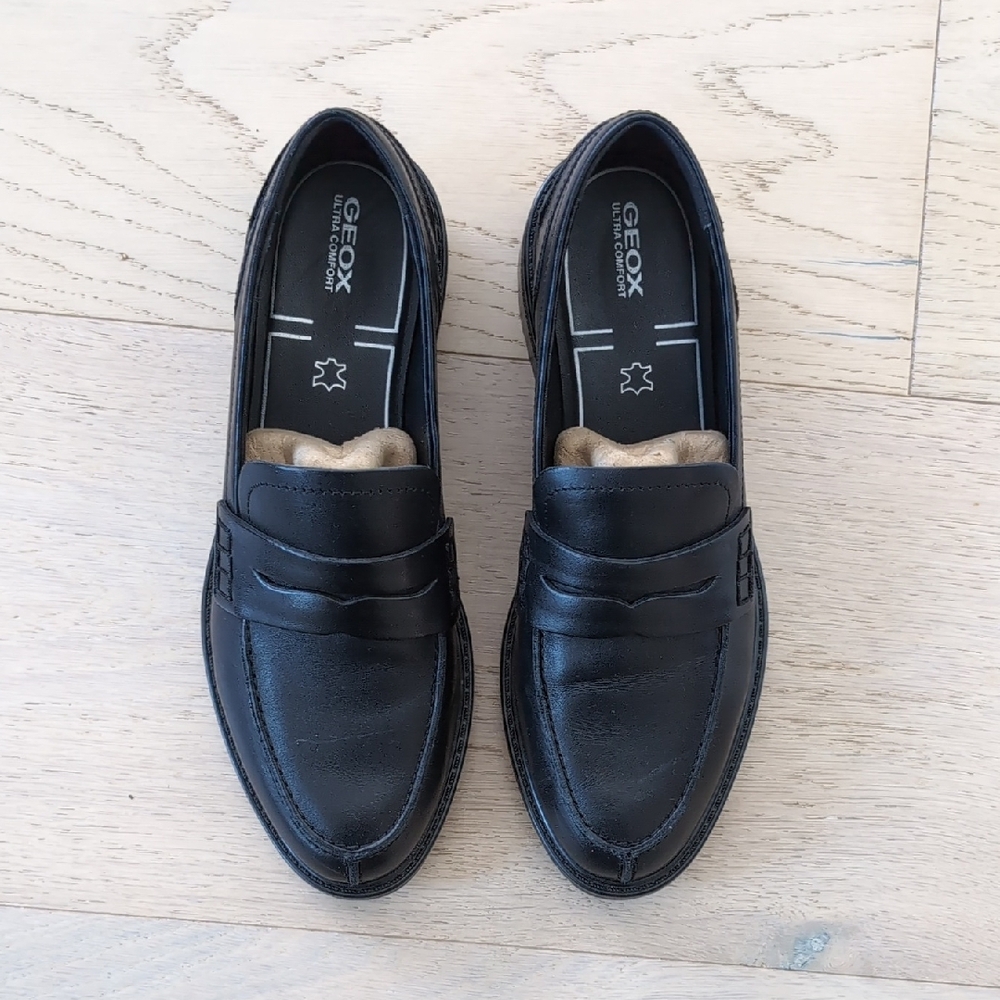 Geox Black Leather Loafers - Picture 2 of 6